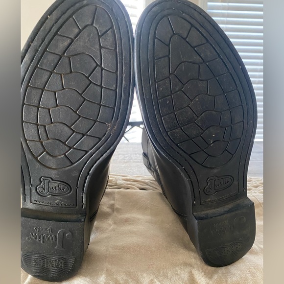 Justin Roper Black Cowboy Boots- LIKE NEW Men’s sz. 10EE - Picture 3 of 4